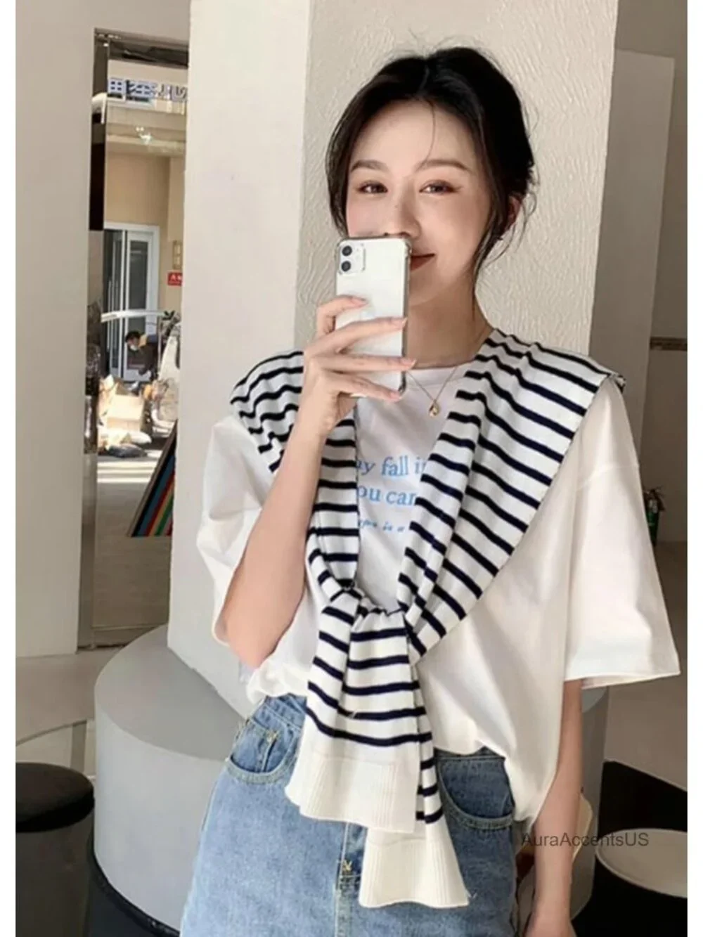 Striped Knitted Scarf Shawl Wrap Women Pashmina Cape Cardigan